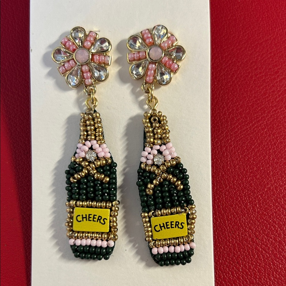 J. Crew Festive Bottle Earrings - Green and Gold - Picture 2 of 4